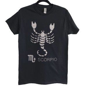 High Quality Zodiac Scorpio Rhinestone Bling Bling Short Sleeve T-shirt